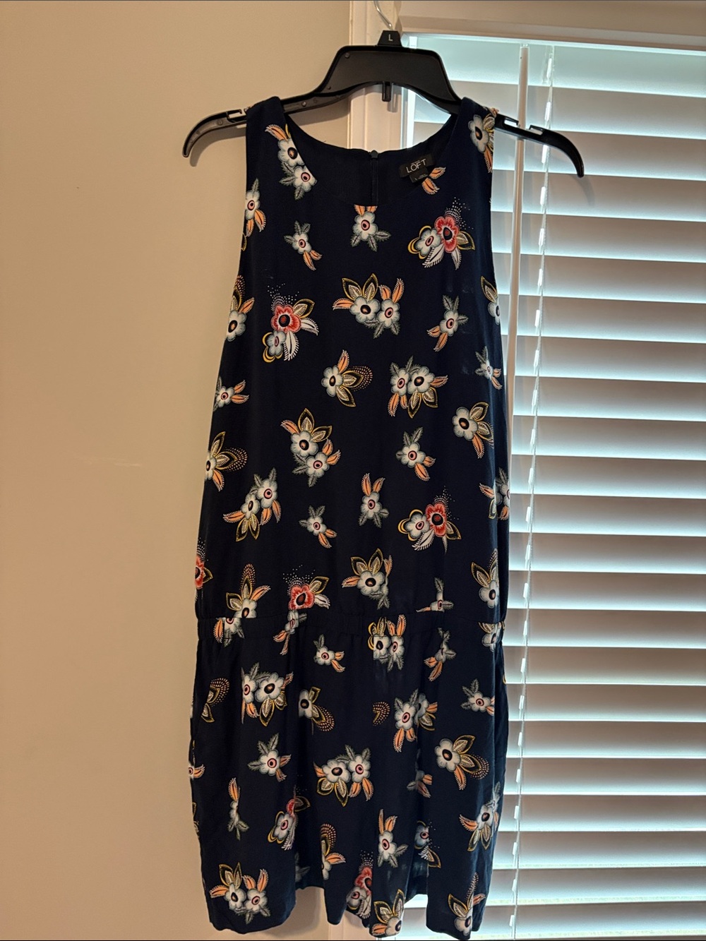 LOFT Navy Floral Sleeveless short romper